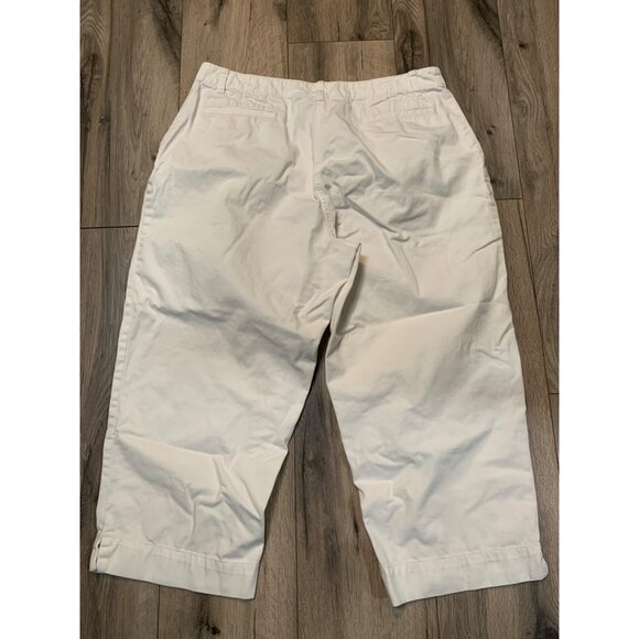L.L. Bean Women’s 16 Petite Cream Cotton OXK49 Cropped Pants Tiny Stain - Picture 4 of 7